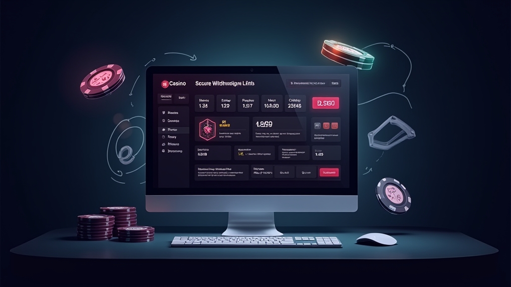 A casino cashier dashboard showing withdrawal limits and fee symbols